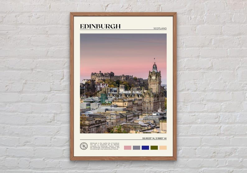 Foto real, Impresión de Edimburgo, Arte mural de Edimburgo, Póster de Edimburgo, Foto de Edimburgo, Impresión de póster de Edimburgo, Decoración de Edimburgo, Escocia imagen 1