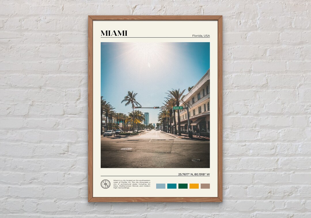 Digital Oil Paint Miami Print Miami Wall Art Miami Poster Etsy