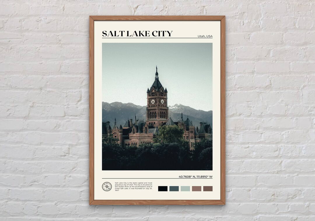 Digital Oil Paint Salt Lake City Print Salt Lake City Wall Etsy