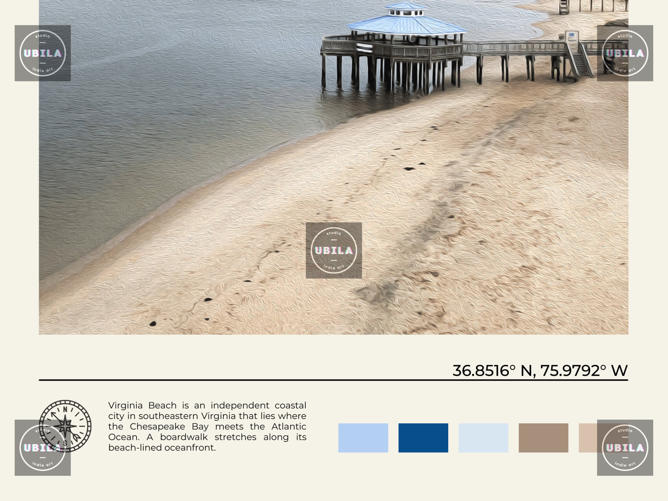 Digital Oil Paint Virginia Beach Print Virginia Beach Wall Etsy