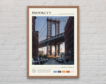 Foto real, Impresión de Brooklyn, Arte mural de Brooklyn, Póster de Brooklyn, Foto de Brooklyn, Impresión de póster de la ciudad de Nueva York, Impresión de póster de Nueva York
