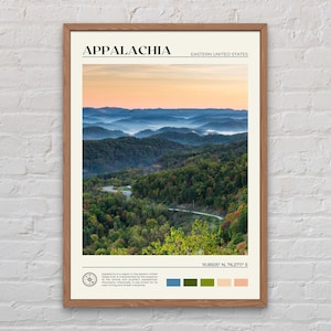 Foto real, impresión de los Apalaches, arte mural de los Apalaches, póster de los Apalaches, foto de los Apalaches, impresión de póster de los Apalaches, decoración de los Apalaches