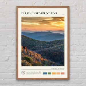 Real Photo, Blue Ridge Mountains Print, Blue Ridge Mountains Wall Art, Blue Ridge Mountains Poster, United States Poster Print