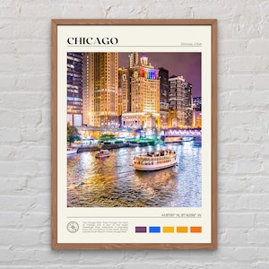 Fotografía real, impresión de Chicago, arte mural de Chicago, póster de Chicago, fotografía de Chicago, impresión de póster de Chicago, decoración de pared de Chicago, póster de Illinois