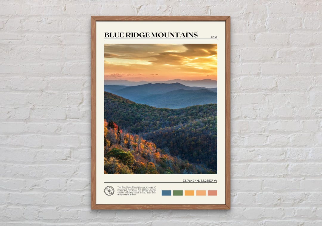 Real Photo, Blue Ridge Mountains Print, Blue Ridge Mountains Wall Art ...