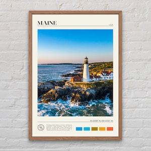 Foto real, impresión de Maine, arte de pared de Maine, póster de Maine, foto de Maine, impresión de póster de Maine, decoración de pared de Maine, póster de Estados Unidos, EE. UU.