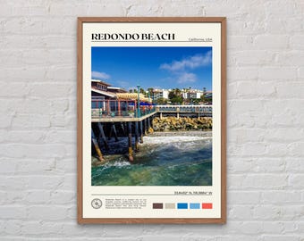 Foto real, impresión de Redondo Beach, arte mural de Redondo Beach, póster de Redondo Beach, foto de Redondo Beach, decoración de Redondo Beach, California