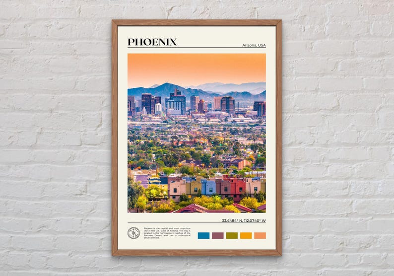 Echte foto, Phoenix-afdruk, Phoenix-muurkunst, Phoenix-poster, Phoenix-foto, Phoenix-posterafdruk, Phoenix-muurdecoratie, Arizona-afdruk afbeelding 1