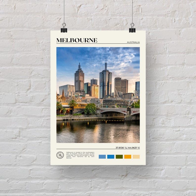 Foto real, Impresión de Melbourne, Arte mural de Melbourne, Póster de Melbourne, Foto de Melbourne, Impresión de póster de Melbourne, Decoración de pared de Melbourne imagen 5