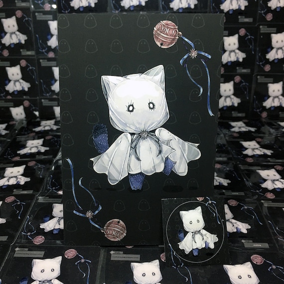 Priyet - Ghost Cat - Nier RE - 4x6 - Small Print + Sticker - Etsy