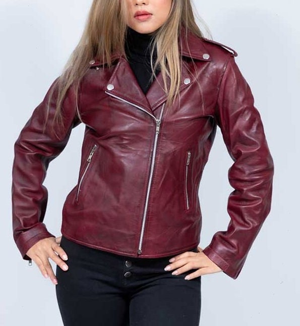 Burgundy Leather Ladies Coat - Etsy