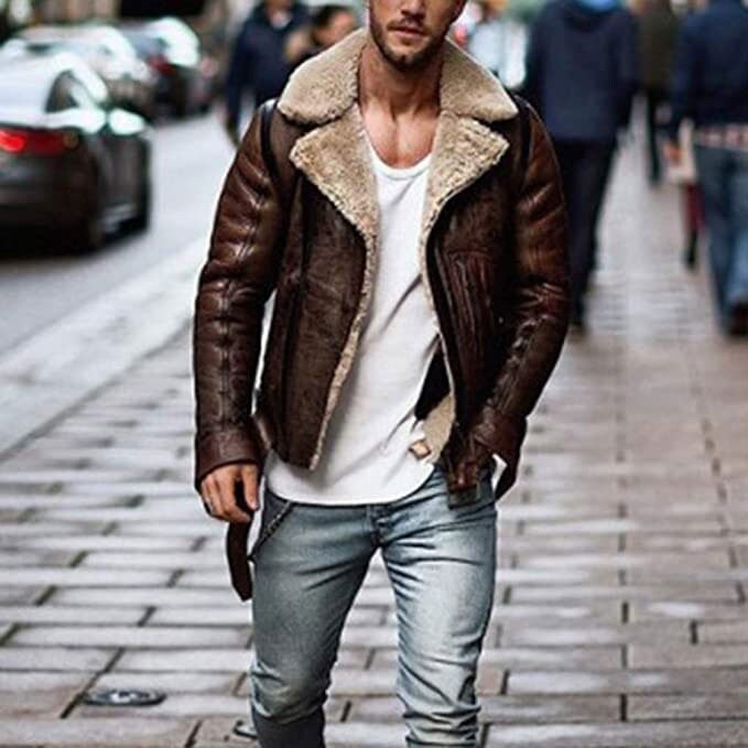 Leather Sherpa Coat - Etsy