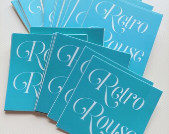 Sticker, Stickers, Retro Stickers, Retro Royse Fan Sticker, 3"x3" Blue Retro Royse Sticker