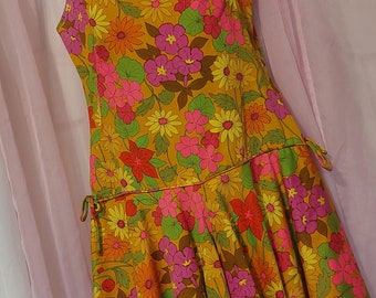 Vintage Playsuit, Vintage Romper, 60s Playsuit, Psychadelic Vintage Floral, Vintage Large, Disco, Retro One Piece