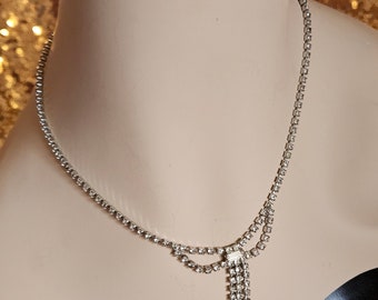 Vintage Necklace, Rhinestone Necklace, Vintage Rhinestone Necklace, 60s Necklace, Drop Necklace, Necklace