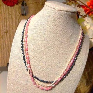 Vintage 14K Gold Pearl Necklace 3 Strand Biwa Pearls