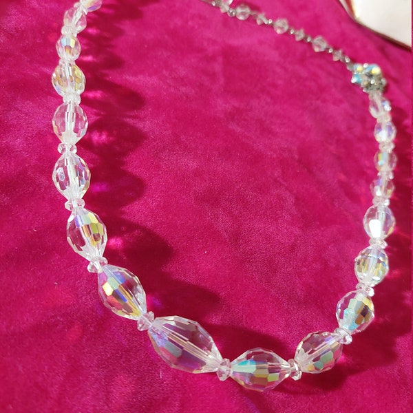 Vintage Necklace, Aurora Borealis Continental Necklace