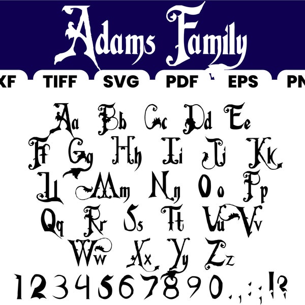 Addam's Family Font,TTF,Eps,Png,Pdf,Dxf,Svg