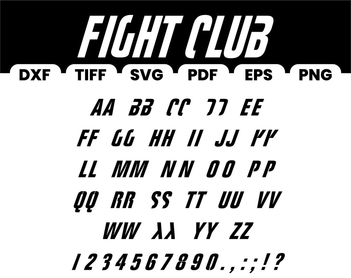 Fight Club Fontttfepspngpdfdxfsvg - Etsy