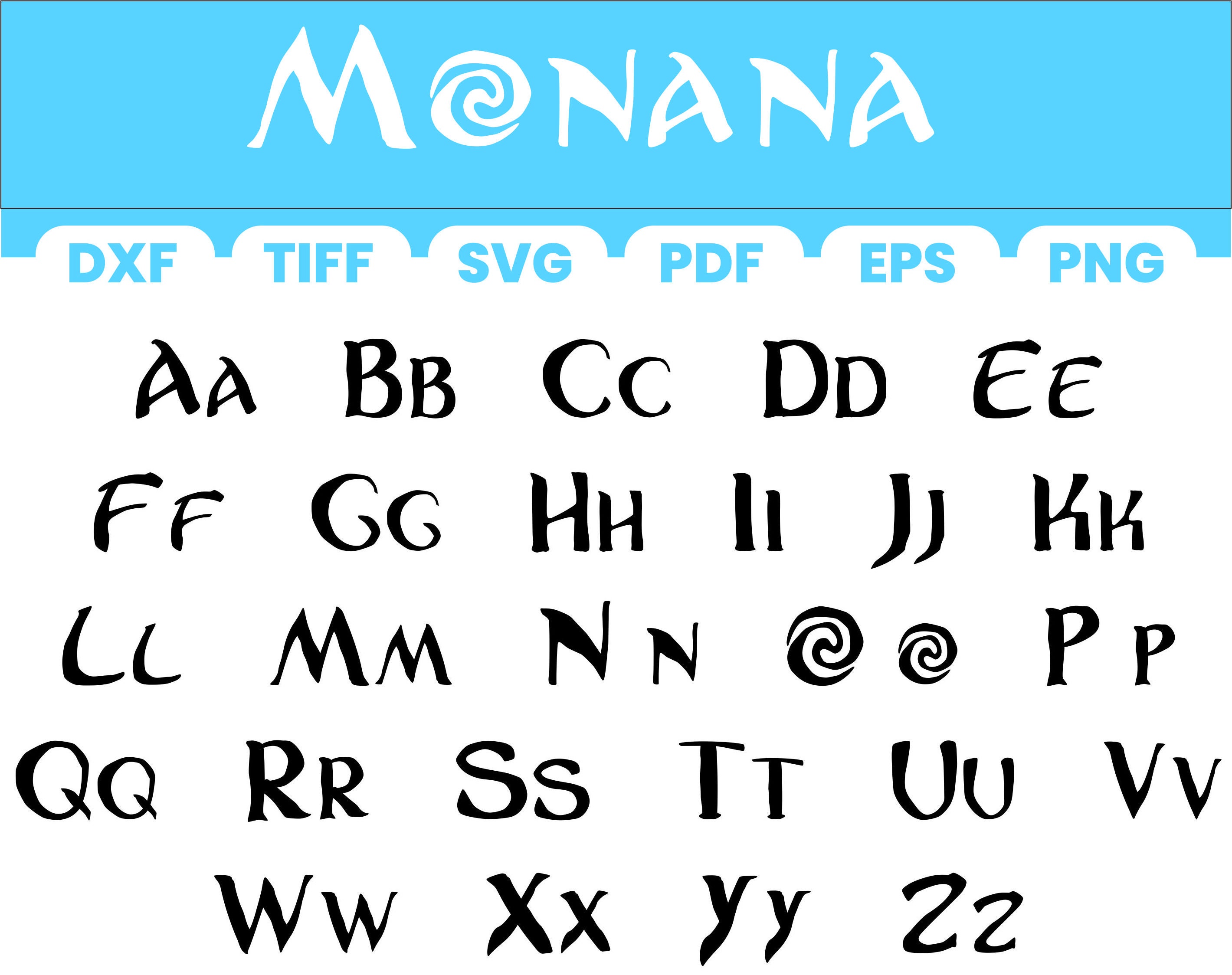 Moana Font,ttf,eps,png,pdf,dxf,svg - Etsy Moana Font,ttf,eps,png,pdf,dxf,svg - Etsy