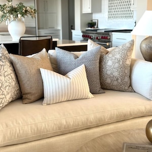 Five Pillow Cover Combo, Muted Sofa Pillow Combo Set, Coastal Scatter Throw Pillows, Sectional Pillow Combo, Designer Pillow Cover Bundle
