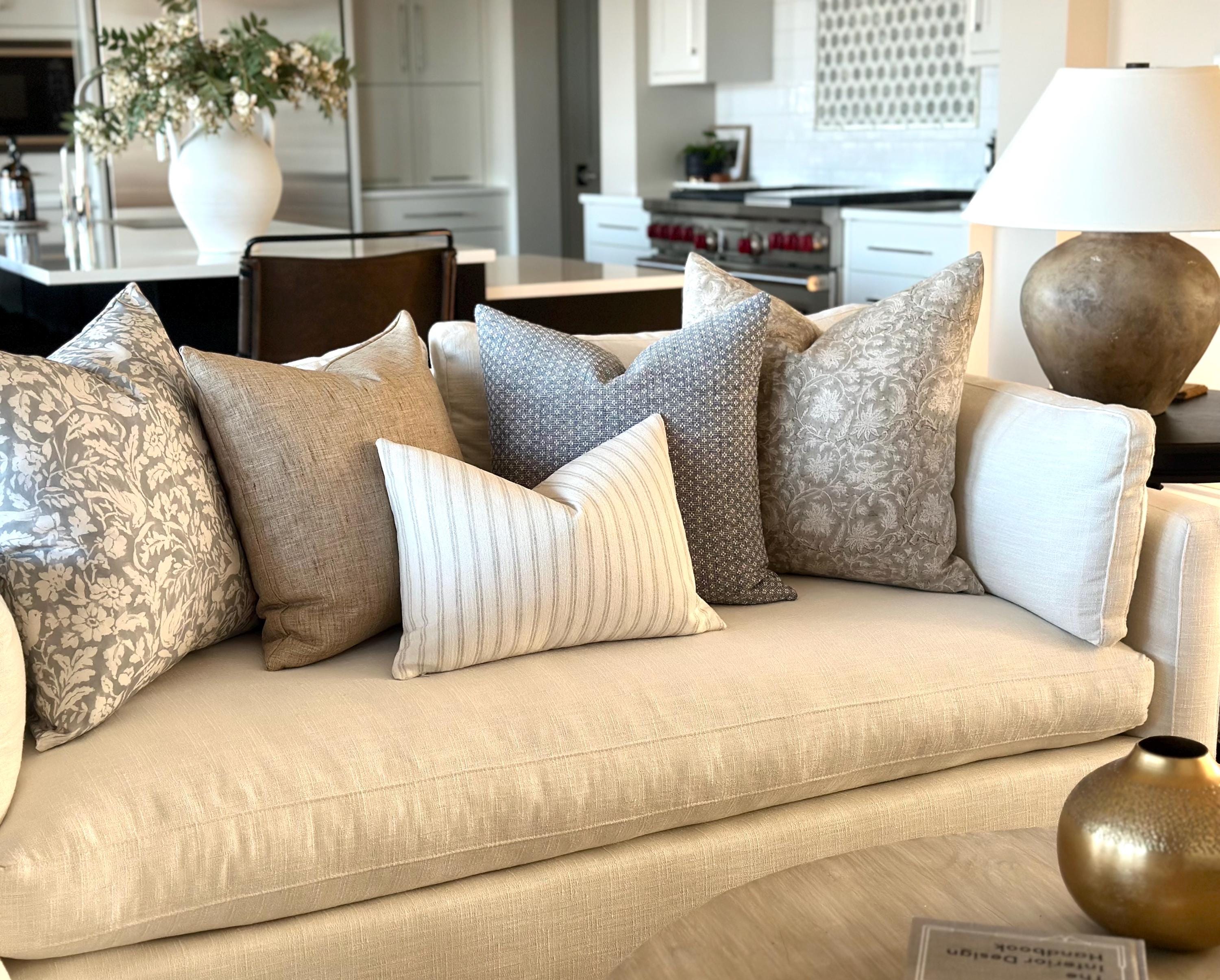 Five Pillow Cover Combo, Muted Sofa Pillow Combo Set, Coastal Scatter Throw Pillows, Sectional Pillow Combo, Designer Pillow Cover Bundle