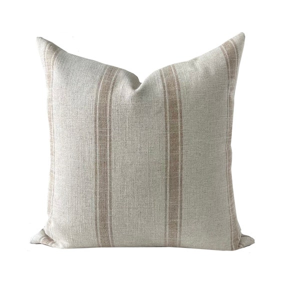 Rusty Brown Striped Pillow Cover Modern Farmhouse Cushion Cover Sofa Designer Pillow Cover Grain Sack Stripe Design Throw Pillow NAVEEN Etsy