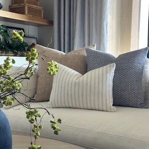 Blue Three Pillow Cover Combination Set, Coastal Designer Pillow Collection, Throw Pillow Set, Scatter Pillow Combo,Pillow Cover Bundle