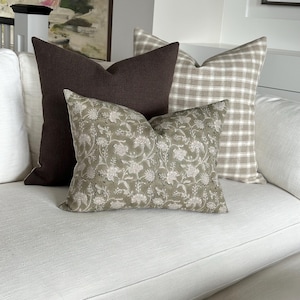 Green, Brown, Beige, Pillow Cover Combo Set, Designer Pillow Collection, Farmhouse Pillow Set, Master Bed Pillow Combo, Pillow Cover Bundle