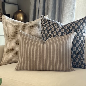 Three Pillow Cover Combination Set, Neutral Designer Pillow Collection, Farmhouse Pillow Set, Master Bed Pillow Combo, Pillow Cover Bundle
