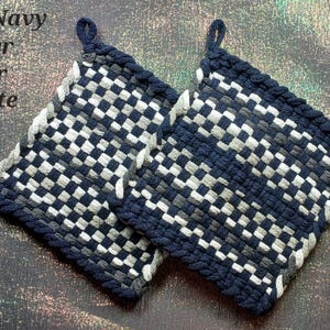 Hand Woven Pot Holders (Set of 2): 6x6, with Hanging Loops