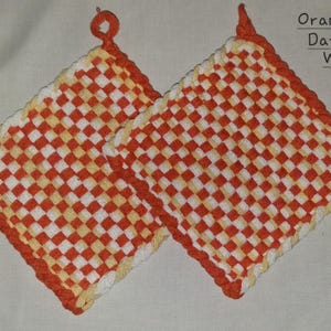 Hand Woven Pot Holders (Set of 2): 6x6, with Hanging Loops