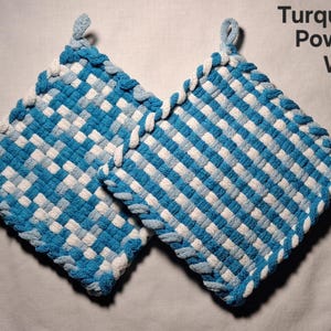 Hand Woven Pot Holders (Set of 2): 6x6, with Hanging Loops