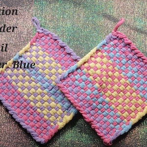 Hand Woven Pot Holders (Set of 2): 6x6, with Hanging Loops