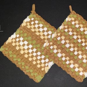 Hand Woven Pot Holders (Set of 2): 6x6, with Hanging Loops