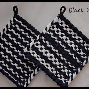 Hand Woven Pot Holders (Set of 2): 6x6, with Hanging Loops