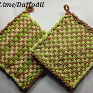 Hand Woven Pot Holders (Set of 2): 6x6, with Hanging Loops
