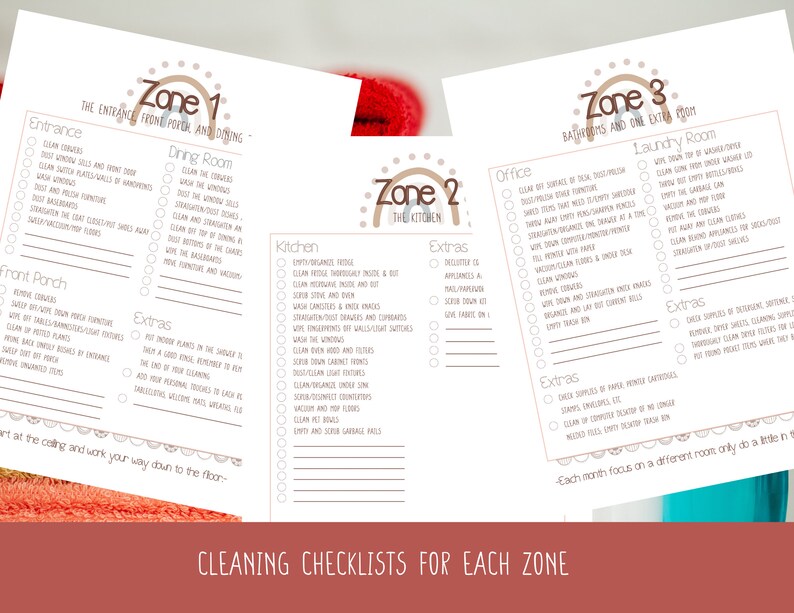 Printable Cleaning Checklist, Fly Lady Control Journal, Zone Journal