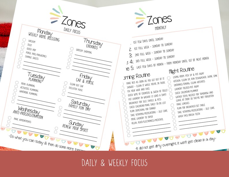 Printable Cleaning Checklist, Fly Lady Control Journal, Zone Journal
