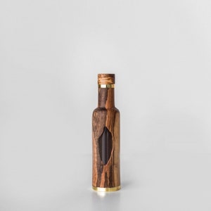 Handcrafted Wood Bottle Gift For Olive Oil Unique Kitchen Accessories Handcraved from The Root Of The Olive Tree Hallow Design  200 ml