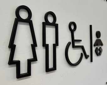 Restroom Door Sign - Pictograms - Disabled Symbol - Baby Symbol- Men Women WC - Toilet Entrance - Restaurant Sign - Toilet Sign - Icon -
