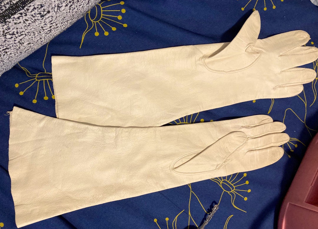 Evening Cream Leather Gloves Etsy