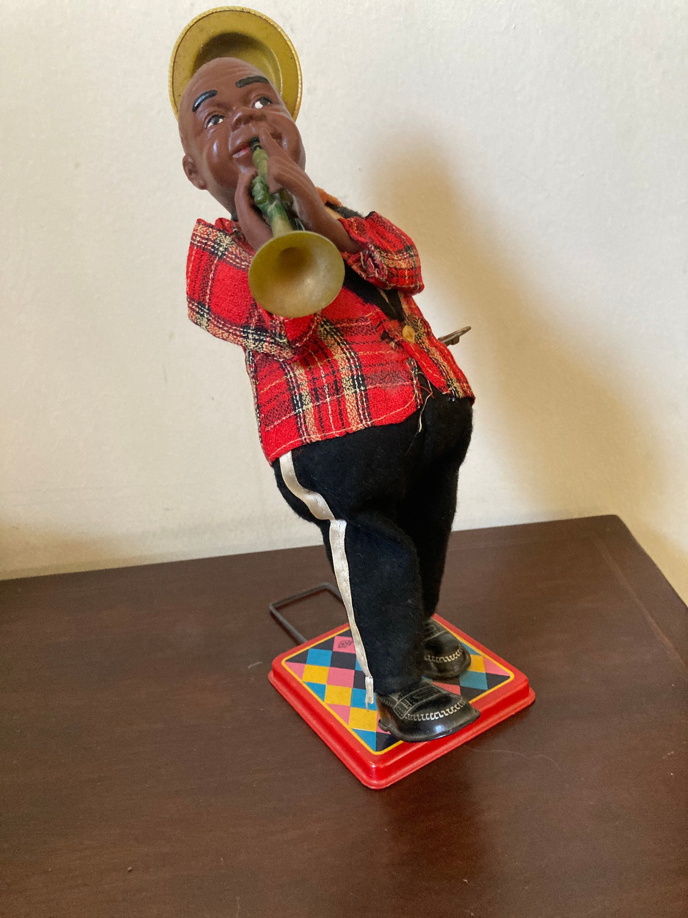高さ40cm ルイ・アームストロング　トランペットを持つ陶器フィギュア 1950s Wind up Toy of Louis Armstrong - Etsy