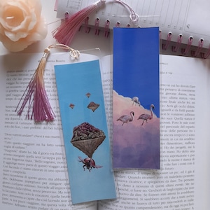 SEGNALIBRO dipinto a mano,segnalibri animali,acrilico,illustrazione di animale,bookmark,handmade,gift for book lover,landscape bookmark,sky