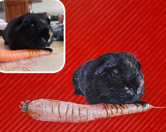 hand painted realistic guinea pig portrait from photo, pet portrait, hamster portrait, little per portrait
