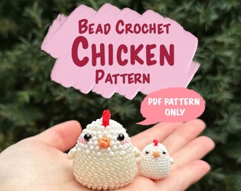 Bead Crochet Chicken Pattern PDF: Instant Download, DIY Stuffed Animal Amigurumi