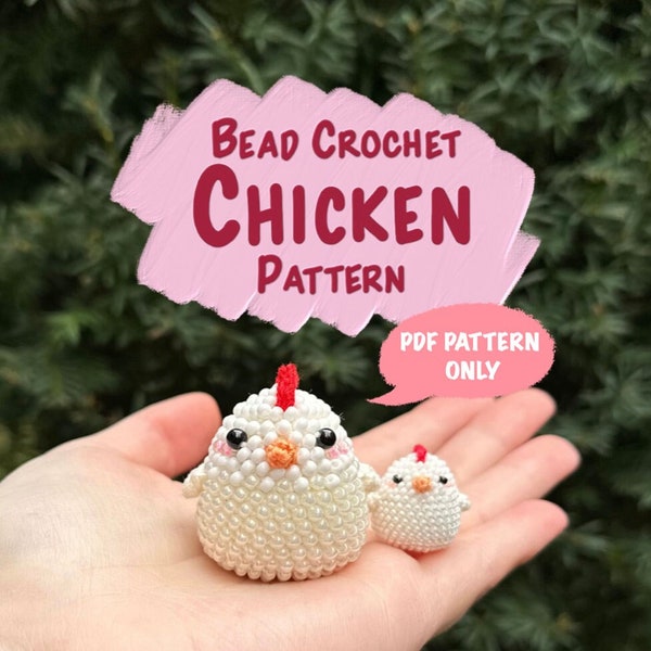 Bead Crochet Chicken Pattern PDF: Instant Download, DIY Stuffed Animal Amigurumi