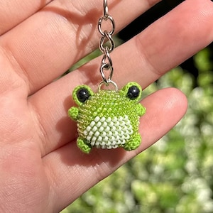 Bead Crochet Mini Frog Keychain with Different Color Options