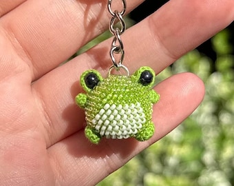 Bead Crochet Mini Frog Keychain with Different Color Options