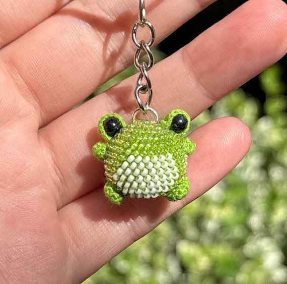 Bead Crochet Mini Frog Keychain With Different Color Options - Etsy